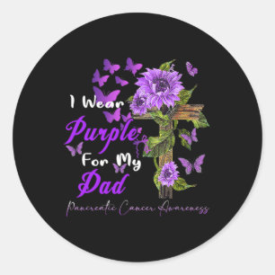 I Wear Purple For My Dad Pancreatic Cancer Awarene Classic Round Sticker