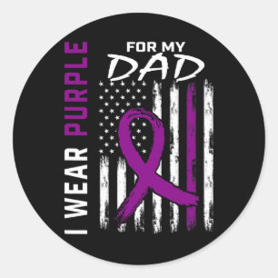 I Wear Purple For My Dad Pancreatic Cancer Awarene Classic Round Sticker