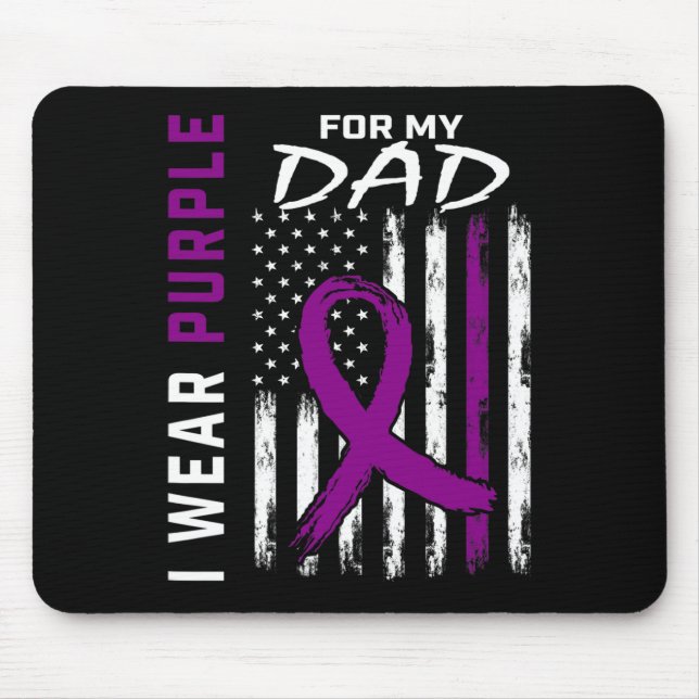 I Wear Purple For My Dad Pancreatic Cancer Awarene Mouse Pad (Front)