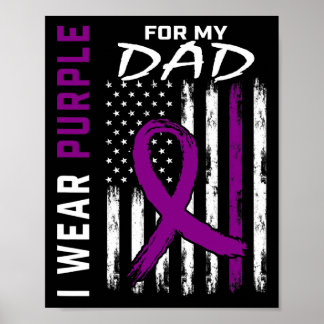 I Wear Purple For My Dad Pancreatic Cancer Awarene Poster