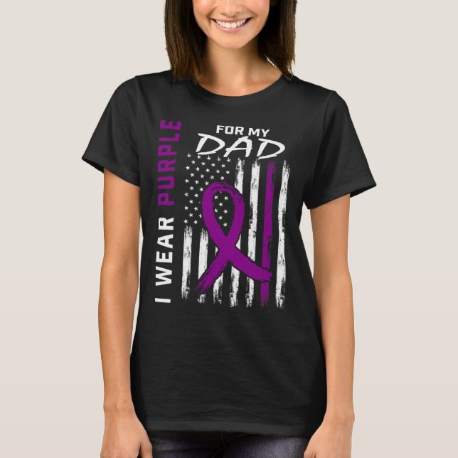 I Wear Purple For My Dad Pancreatic Cancer Awarene T-Shirt (Front)