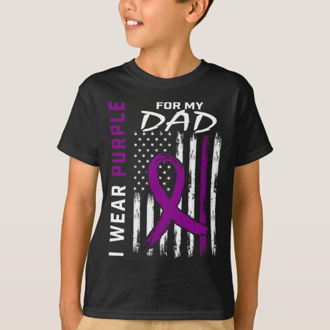I Wear Purple For My Dad Pancreatic Cancer Awarene T-Shirt (Front)