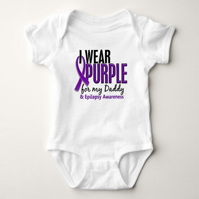 I Wear Purple For My Daddy 10 Epilepsy Baby Bodysuit (Front)