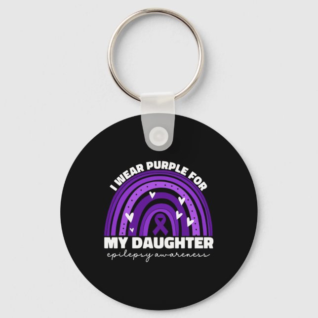 I Wear Purple For My Daughter Epilepsy Awareness M Key Ring (Front)