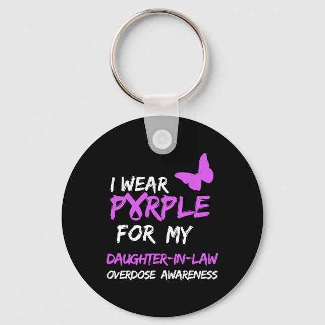 I Wear Purple For My Daughter-In-Law Overdose Awar Key Ring (Front)