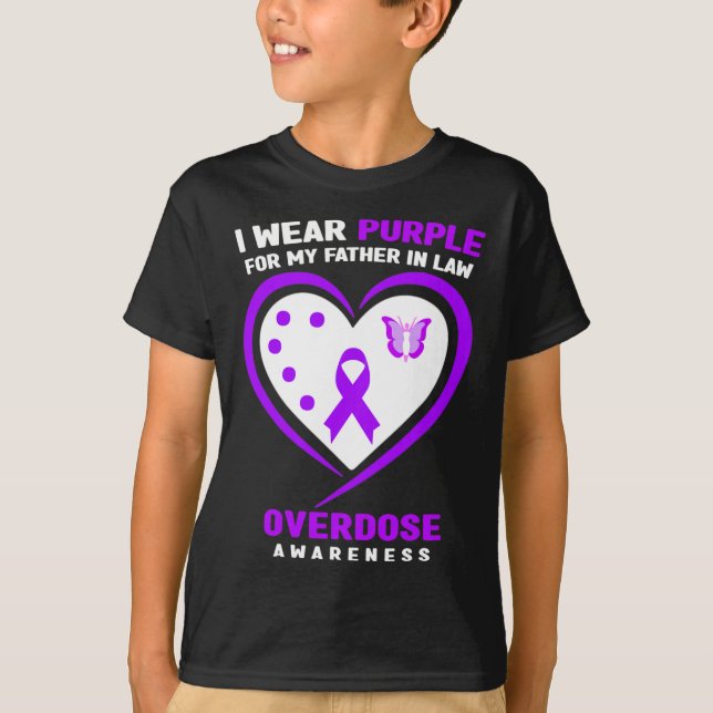 I Wear Purple For My Father In Law Overdose Awaren T-Shirt (Front)