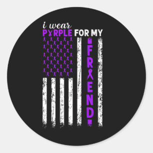 I Wear Purple For My Friend Pancreatic Cancer Usa Classic Round Sticker