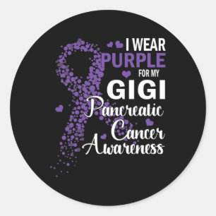 I Wear Purple For My Gigi Pancreatic Cancer Awaren Classic Round Sticker
