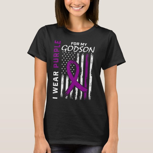 I Wear Purple For My Godson Epilepsy Awareness Ame T-Shirt (Front)