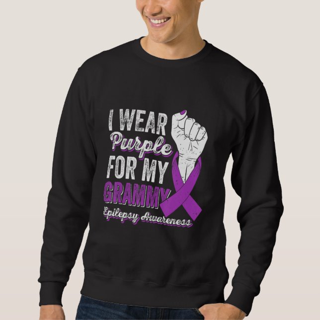 I Wear Purple For My Grammy Ribbon Epilepsy Awaren Sweatshirt (Front)