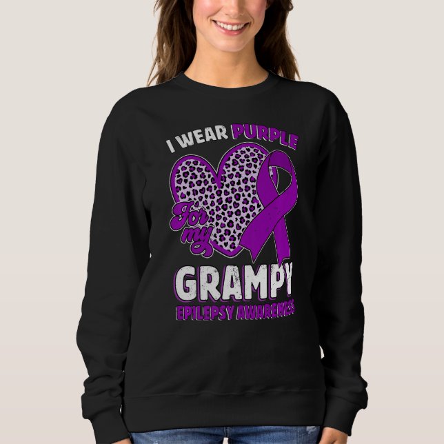I Wear Purple For My Grampy Epilepsy Awareness Leo Sweatshirt (Front)