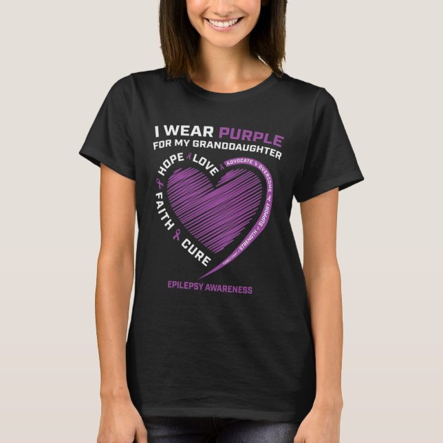I Wear Purple For My Granddaughter Epilepsy Awaren T-Shirt (Front)