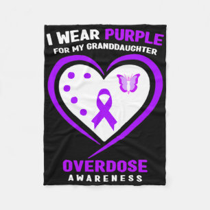 I Wear Purple For My Granddaughter Overdose Awaren Fleece Blanket