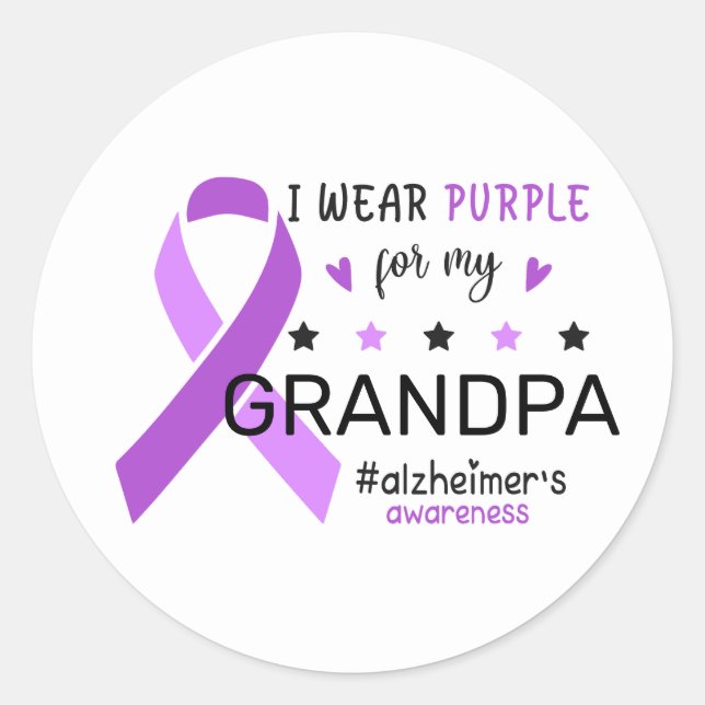 I Wear Purple For My Grandma Alzheimer Awareness Classic Round Sticker (Front)