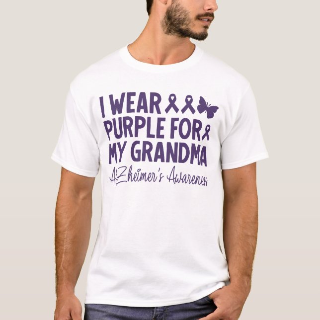 I Wear Purple For My Grandma Alzheimer's Awareness T-Shirt (Front)