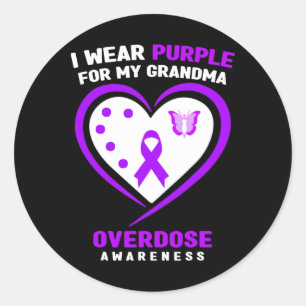 I Wear Purple For My Grandma Overdose Awareness 1 Classic Round Sticker