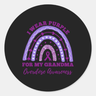I Wear Purple For My Grandma Overdose Awareness Ra Classic Round Sticker