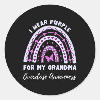 I Wear Purple For My Grandma Overdose Awareness Ra Classic Round Sticker
