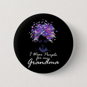 I Wear Purple For My Grandma Support Heimerheimer 6 Cm Round Badge