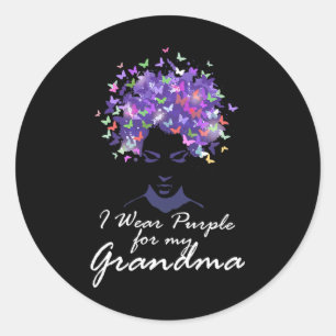 I Wear Purple For My Grandma Support Heimerheimer  Classic Round Sticker