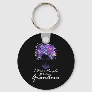 I Wear Purple For My Grandma Support Heimerheimer Key Ring