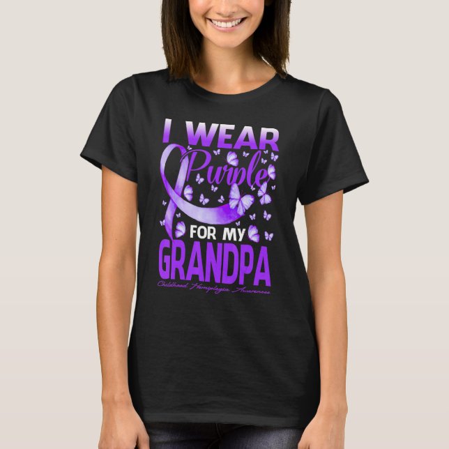 I Wear Purple For My Grandpa Childhood Hemiplegia  T-Shirt (Front)