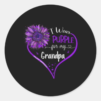 I Wear Purple For My Grandpa Epilepsy Awareness Su Classic Round Sticker