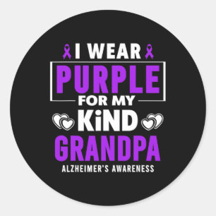 I Wear Purple For My Grandpa Heimerheimer's Awaren Classic Round Sticker