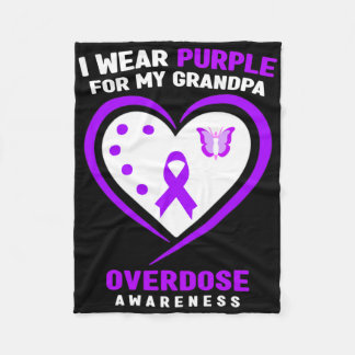 I Wear Purple For My Grandpa Overdose Awareness  Fleece Blanket