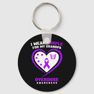 I Wear Purple For My Grandpa Overdose Awareness Key Ring