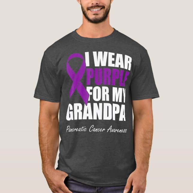 I Wear Purple For My Grandpa Pancreatic Cancer T-Shirt (Front)
