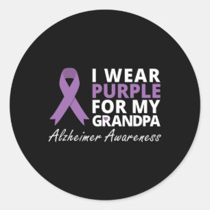 I Wear Purple For My Grandpa Ribbon Family Love Classic Round Sticker