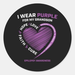 I Wear Purple For My Grandson Epilepsy Awareness M Classic Round Sticker