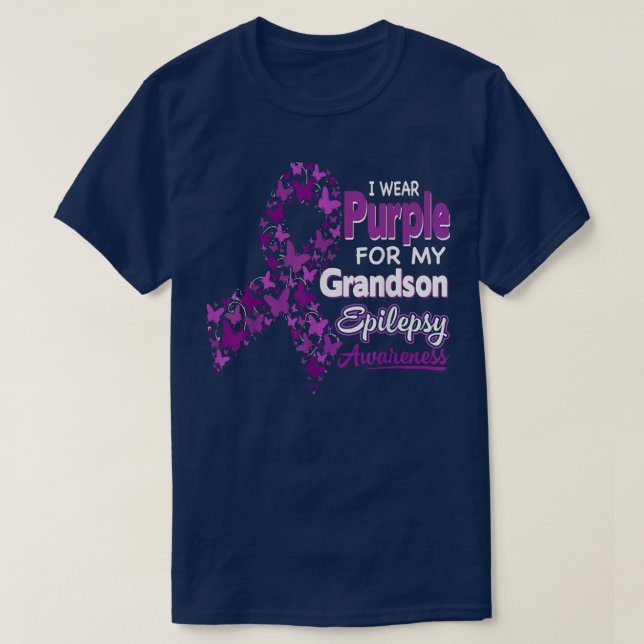 I Wear Purple For My Grandson Epilepsy Awareness  T-Shirt (Design Front)