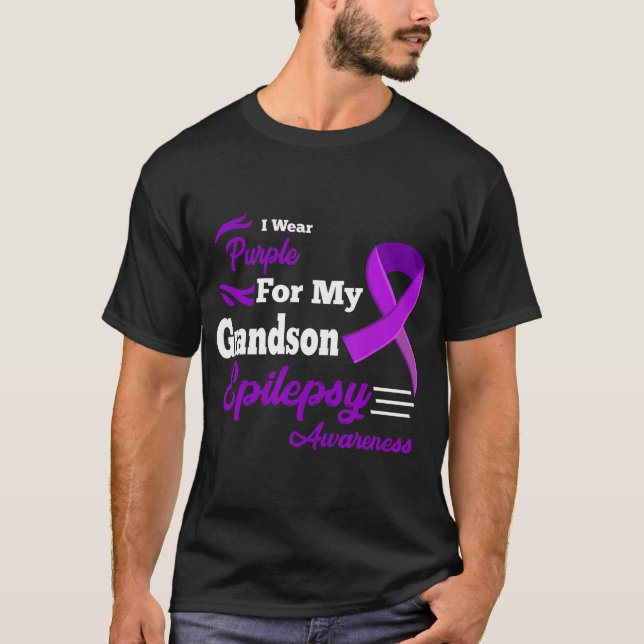 I Wear Purple For My Grandson Epilepsy Awareness  T-Shirt (Front)