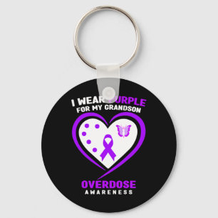 I Wear Purple For My Grandson Overdose Awareness Key Ring