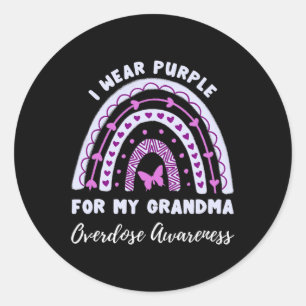 I Wear Purple For My Grandson Overdose Awareness R Classic Round Sticker