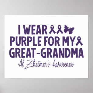 I Wear Purple For My Great-Grandma Alzheimer's Poster