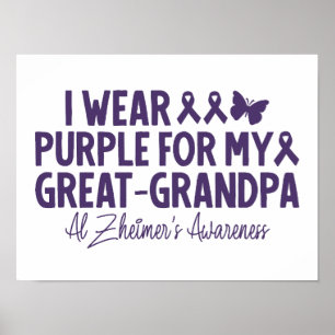 I Wear Purple For My Great-Grandpa Alzheimer Aware Poster