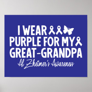 I Wear Purple For My Great-Grandpa Alzheimer's Poster