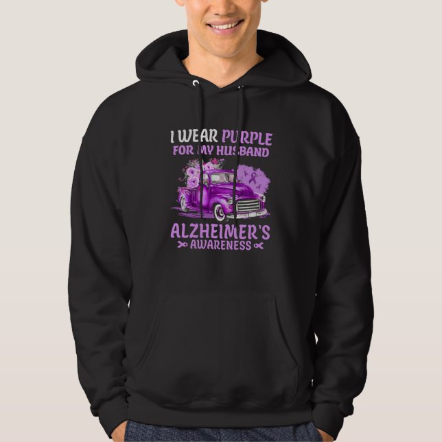 I Wear Purple For My Husband Alzheimer s Awareness Hoodie (Front)