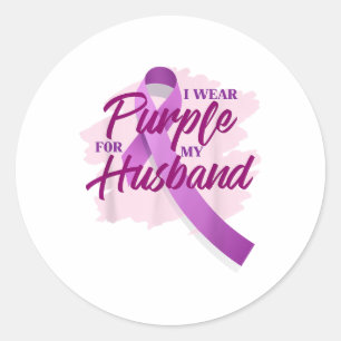 I Wear Purple For My Husband Heimers Shirt_1 Classic Round Sticker