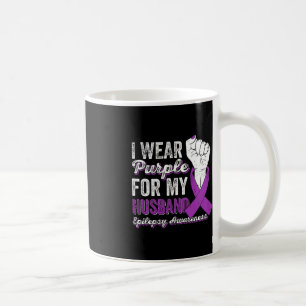 I Wear Purple For My Husband Ribbon Epilepsy Aware Coffee Mug