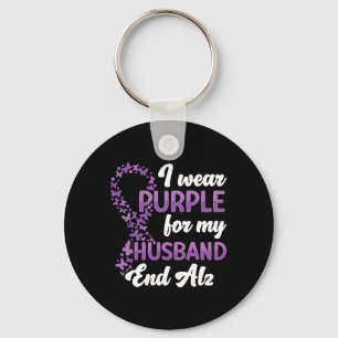 I Wear Purple For My Husbynd End Heimer Heimerheim Key Ring