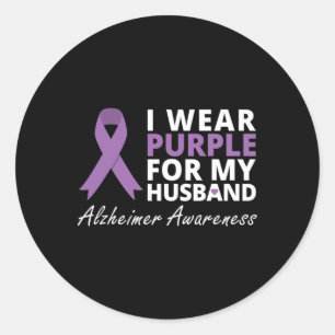 I Wear Purple For My Husbynd Ribbon Family Love Classic Round Sticker