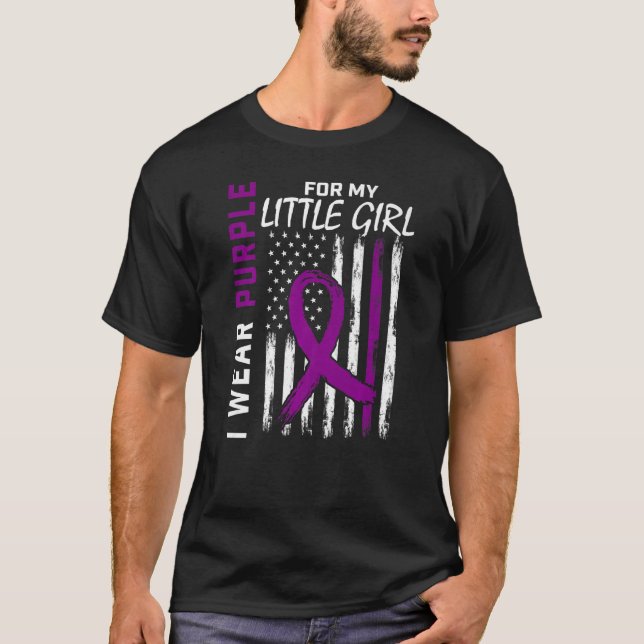 I Wear Purple For My Little Girl Epilepsy Awarenes T-Shirt (Front)
