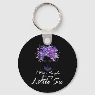 I Wear Purple For My Little Sis Support Heimerheim Key Ring