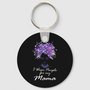I Wear Purple For My Mama Mum Support Heimerheimer Key Ring