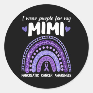 I Wear Purple For My Mimi Pancreatic Cancer Rainbo Classic Round Sticker