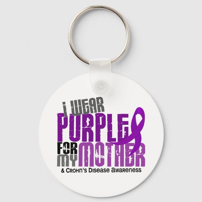 I Wear Purple For My Mother 6 Crohn’s Disease Key Ring (Front)